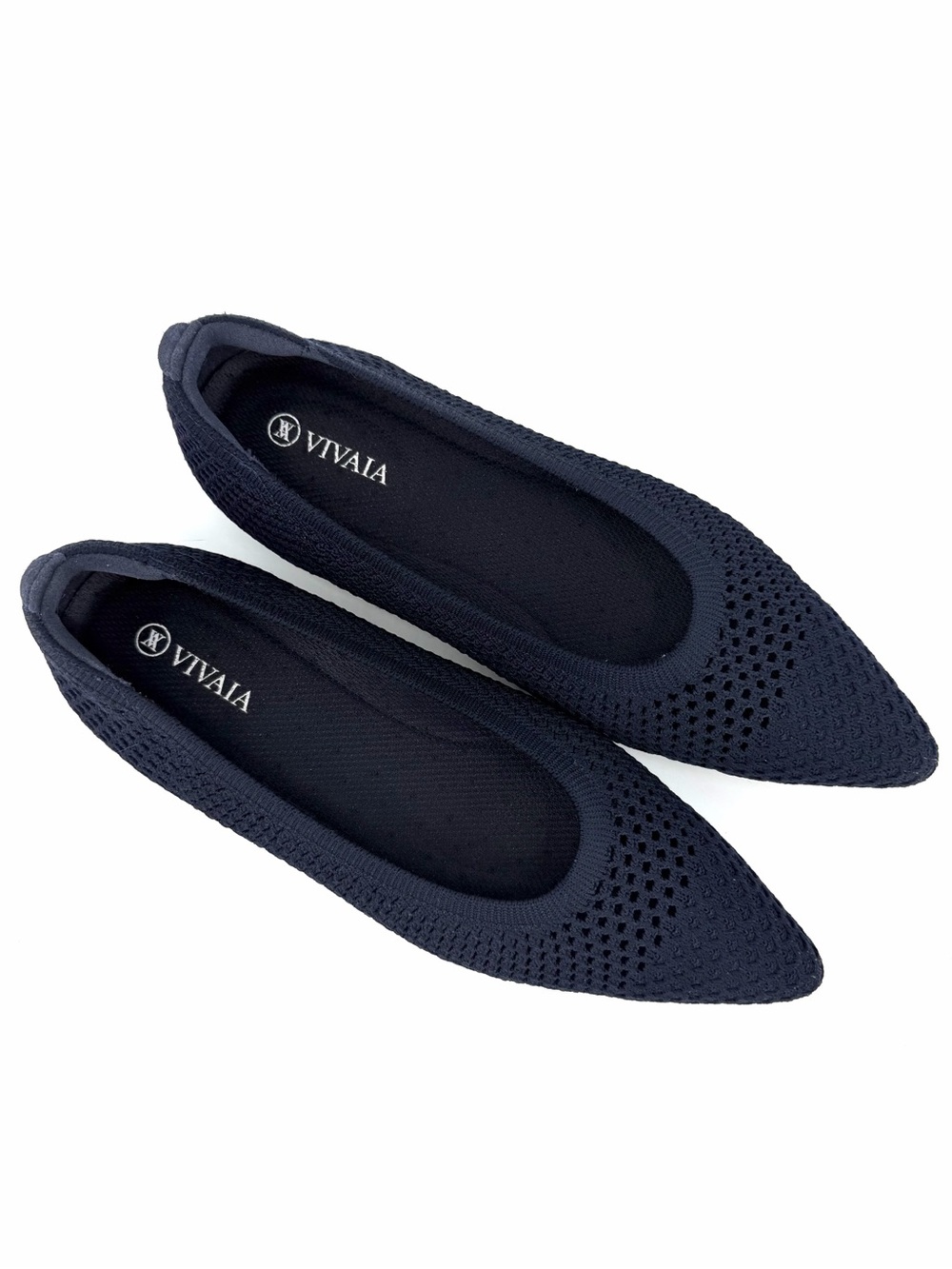 Vivaia Aria 5° Pointed Toe Mesh Ballet Flat Breathable Navy Blue Sz 38.5 US 7.5
